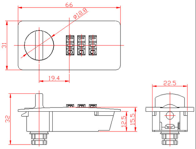 Resettable 3 digits mechanical combination cabinet lock with password