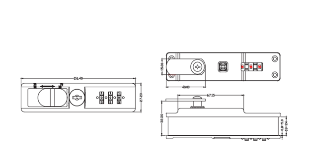 3 dial combination lock sliding Glass Showcase door lock