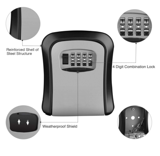 Weatherproof Outdoor Wall Mounted 4 Digit Combination Key Storage Lock