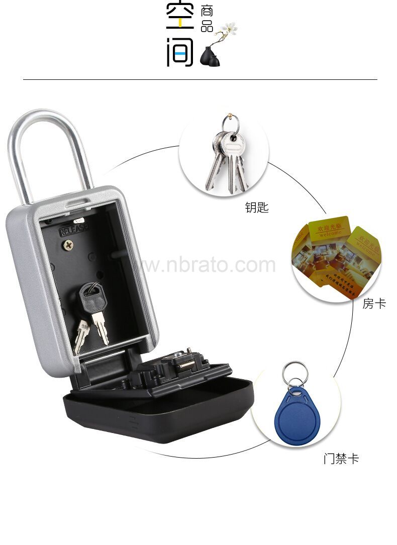 Waterproof Door handle hook no installation password key box Hanging type 4 digit combination key box