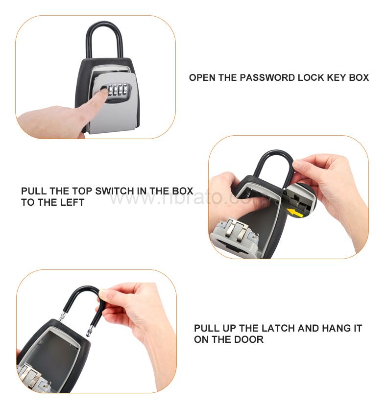 2020 Hot sale Portable hang combination Weatherproof key lock box digital lock for key safe box