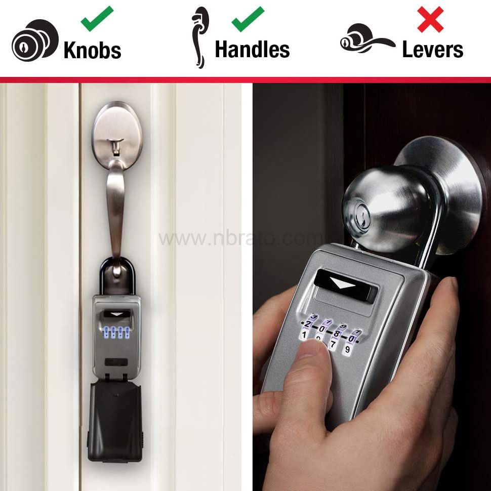 Portable anti theft Wall mounted key box with waterproof rain cover 4-digit code lock