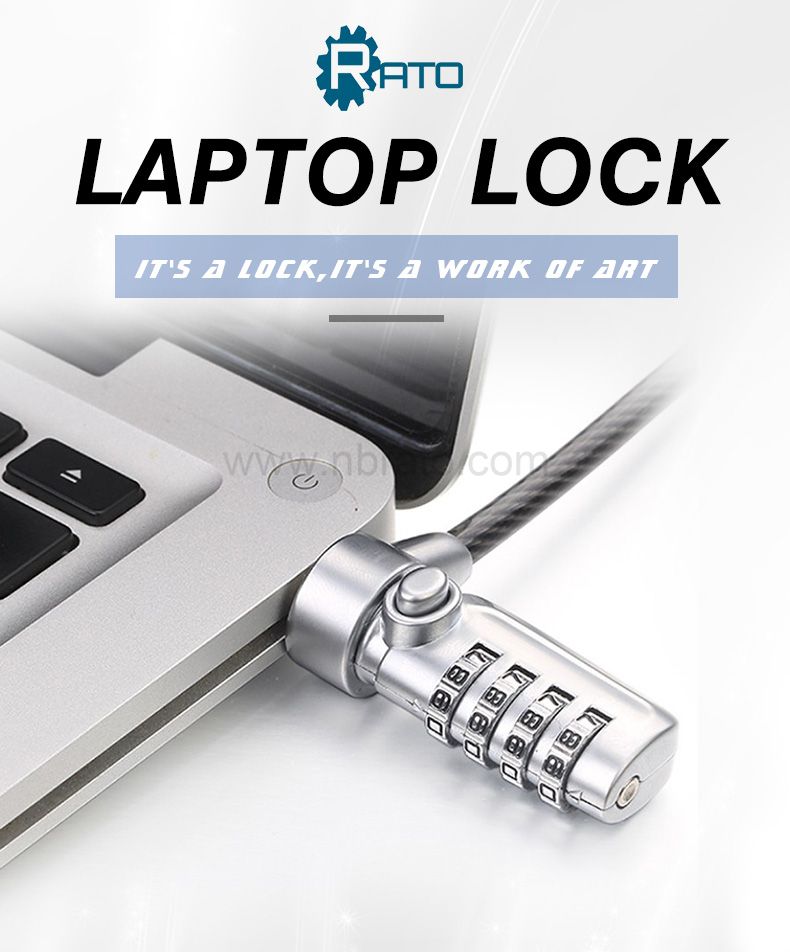 Wholesale Zinc Alloy 4 Code Portable Laptop Notebook Security Combination Cable Lock