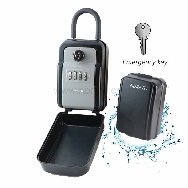 waterproof metal 4 digital key lock box with emergency key