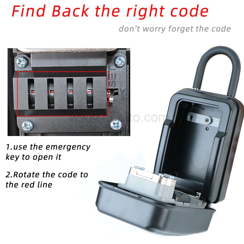 waterproof metal 4 digital key lock box with emergency key